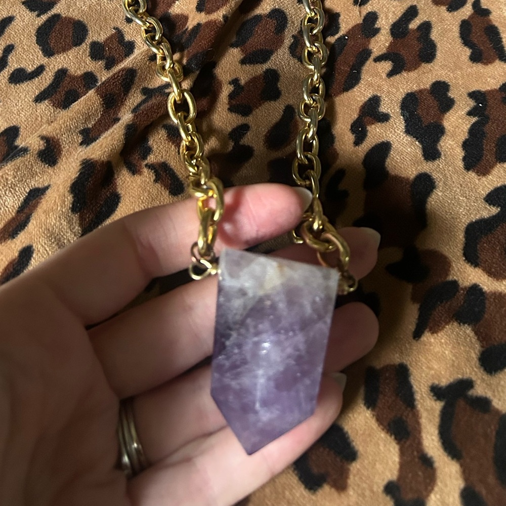 Gold Chain Necklace with amethyst Pendant